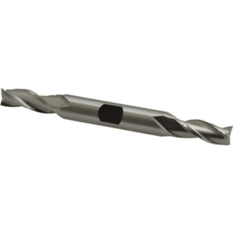 Hertel 5/16, 3/4 LOC, 3/8 Shank Diam, 3-1/2 OAL, 3 Flute, High Speed Steel Square End Mill Double End, Uncoated, Spir...
